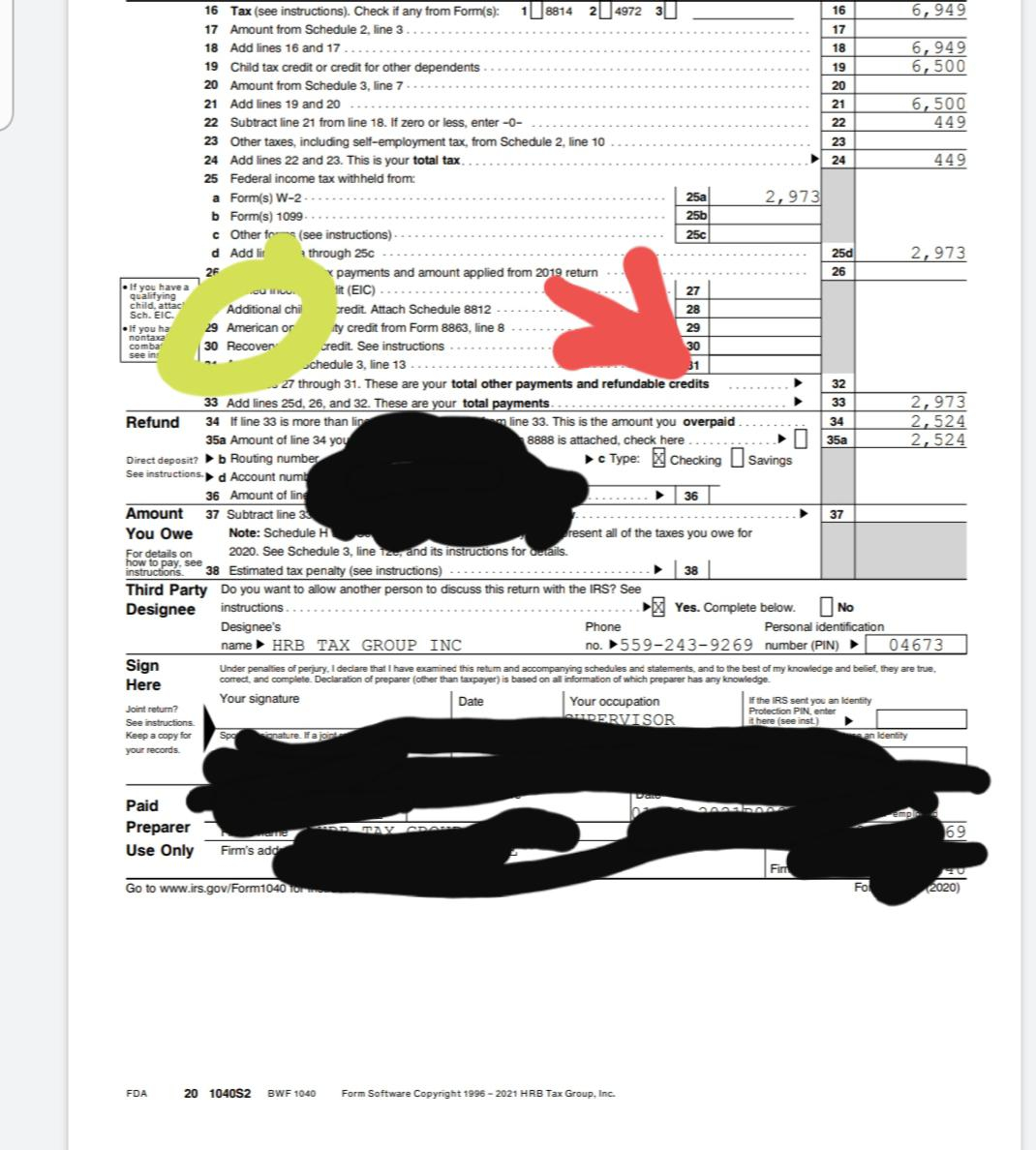 California problems With HR Block Line 30 Recovery Rebate 