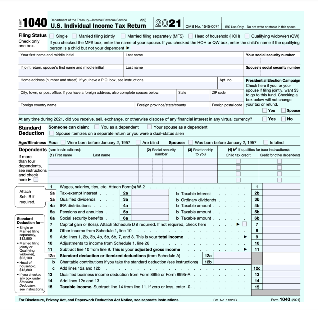 IRS Form 1040 Individual Income Tax Return 2022 NerdWallet