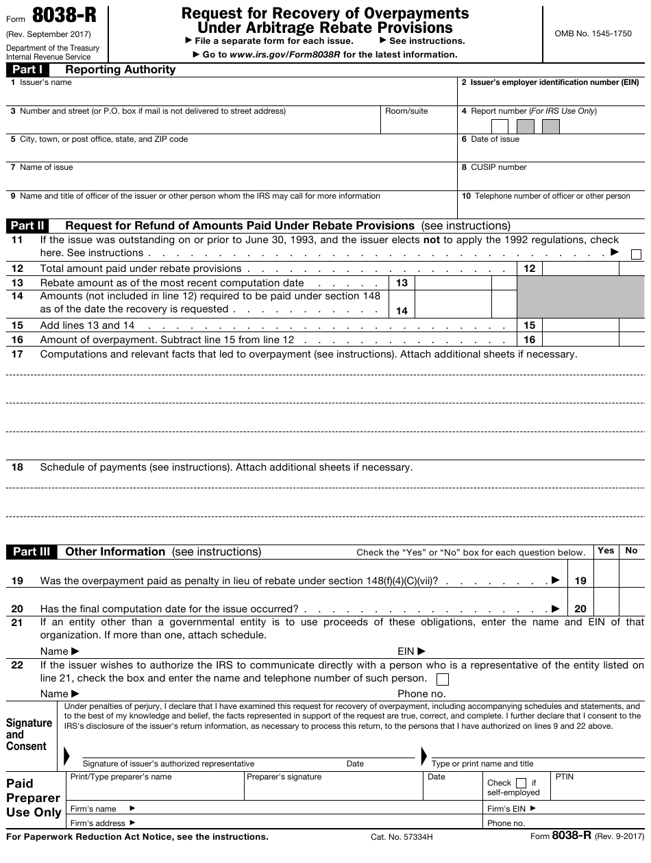 IRS Form 8038 R Download Fillable PDF Or Fill Online Request For