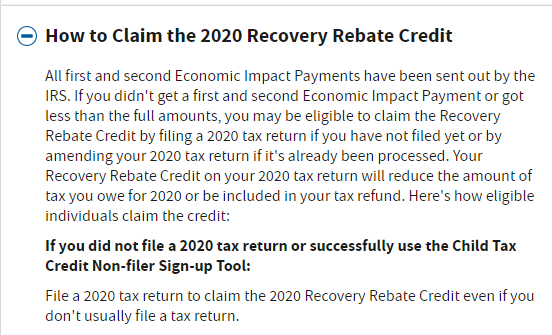 Recovery Rebate Tax Credit 600 for 2nd Stimulus Check In 2021 