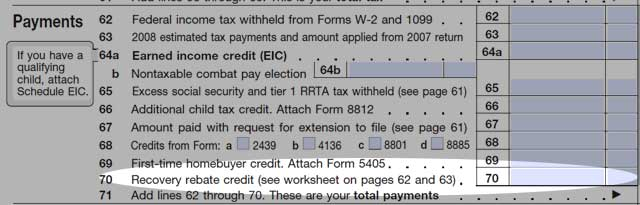 Filing Your 2008 Taxes With The Economic Stimulus Recovery Rebate Credit 