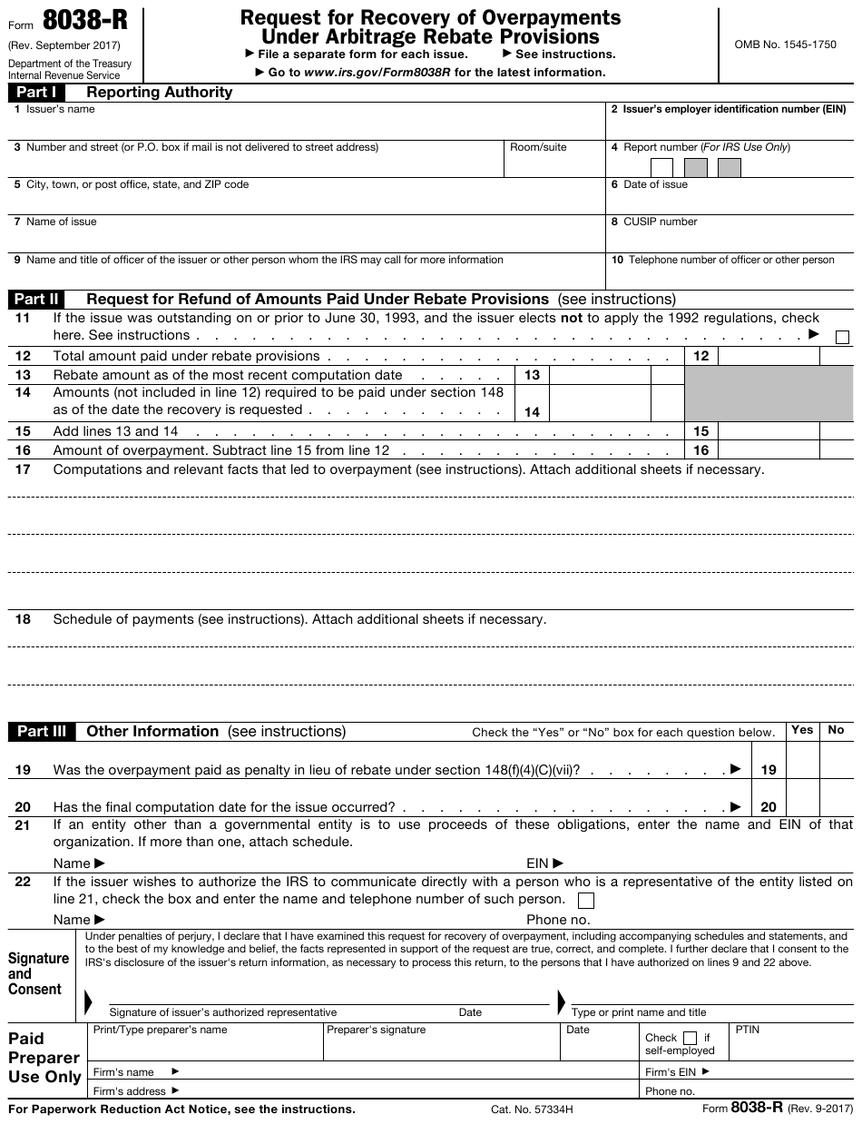 IRS Form 8038 R Download Fillable PDF Or Fill Online Request For 