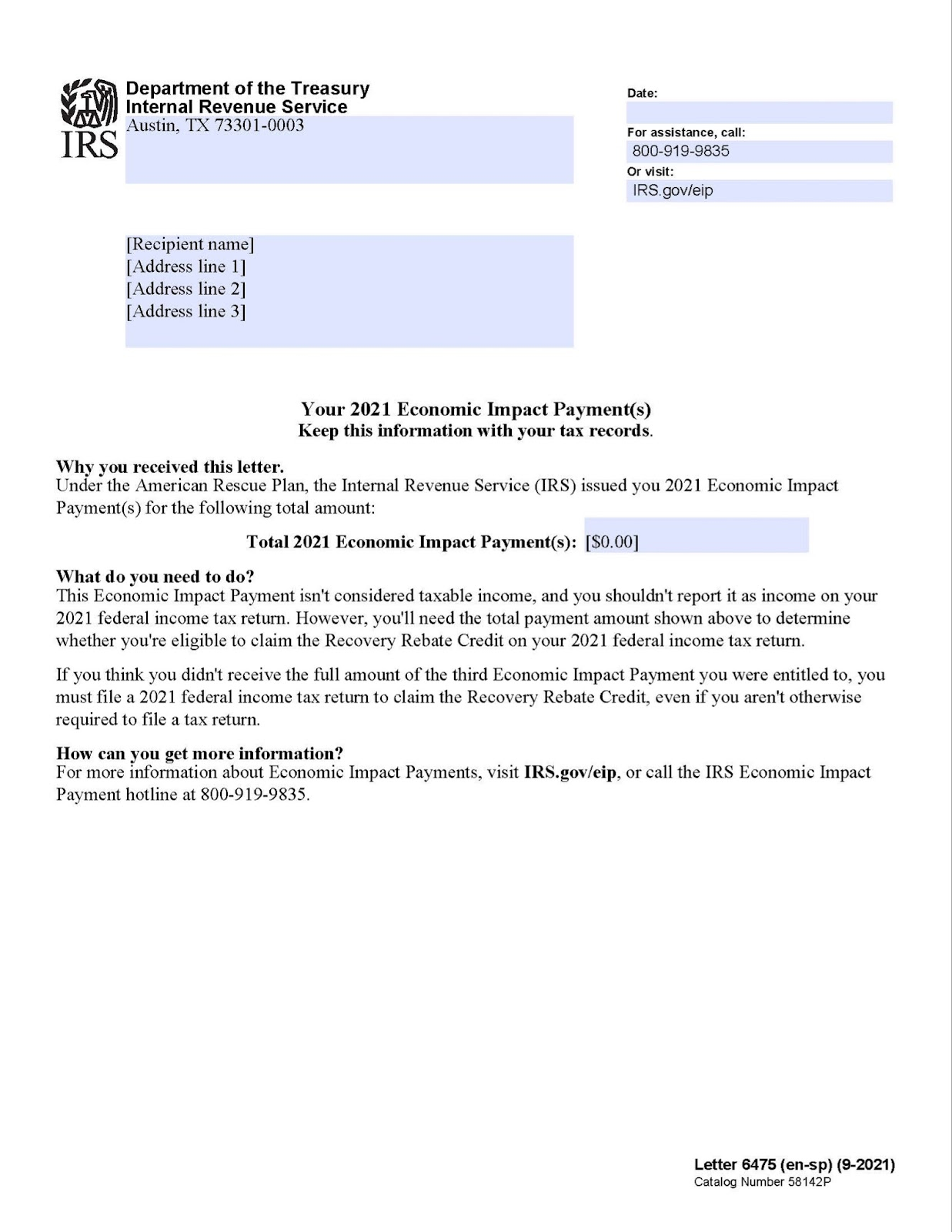 IRS Letters 6419 And 6475 For The Advanced Child Tax Credit And Third 