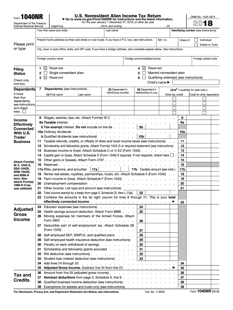 1040Nr Fill Out And Sign Printable PDF Template SignNow