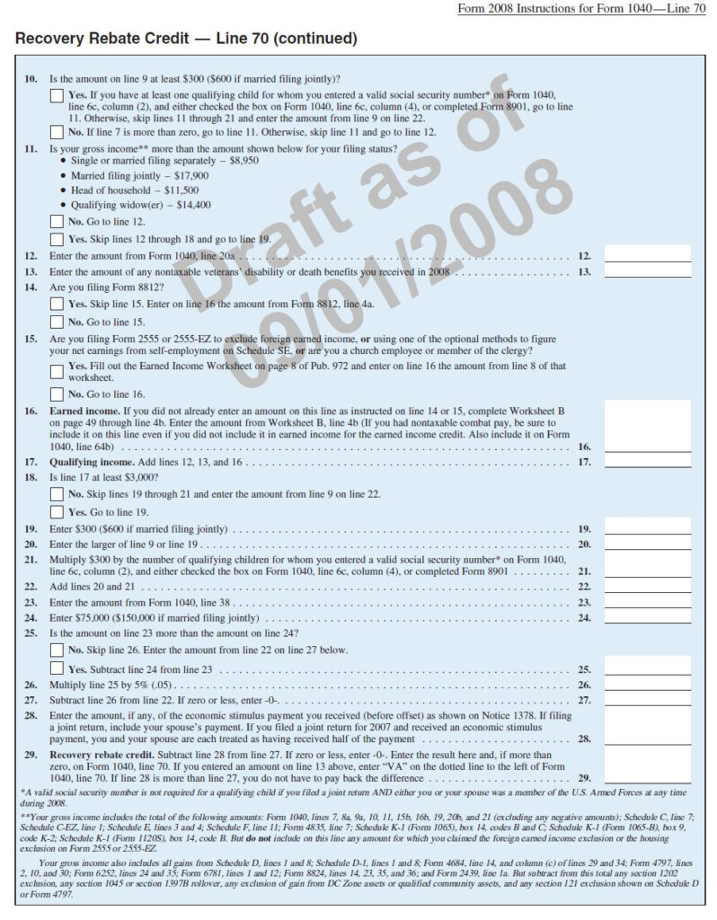 Calculate Your Recovery Rebate Credit With This Worksheet Pdf Style 