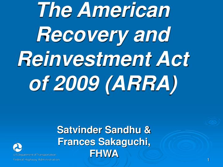 PPT The American Recovery And Reinvestment Act Of 2009 ARRA