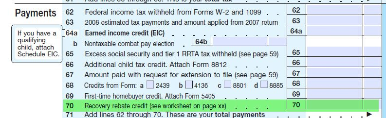 Recovery Rebate Credit Worksheet Tax Guru Ker tetter Letter