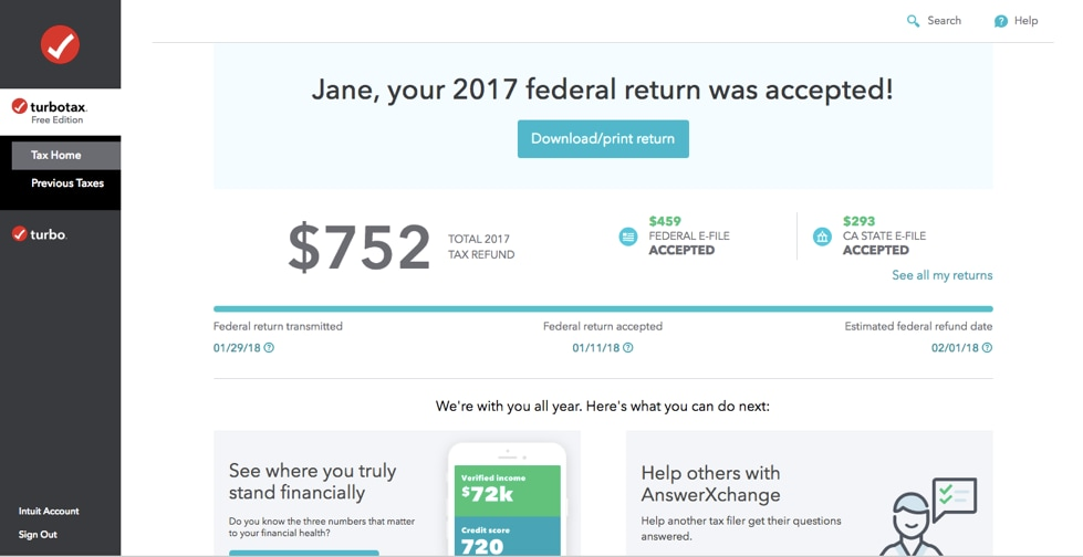 Turbotax Return TurboTax Tax Return App Max Refund Guaranteed For