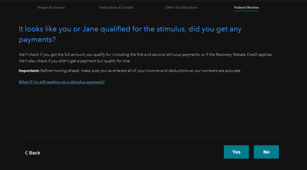 How To Claim Stimulus Recovery Rebate Credit On TurboTax Recovery Rebate