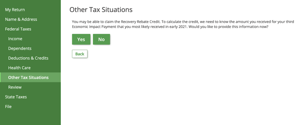 Recovery Rebate Credit 2021 Tax Return