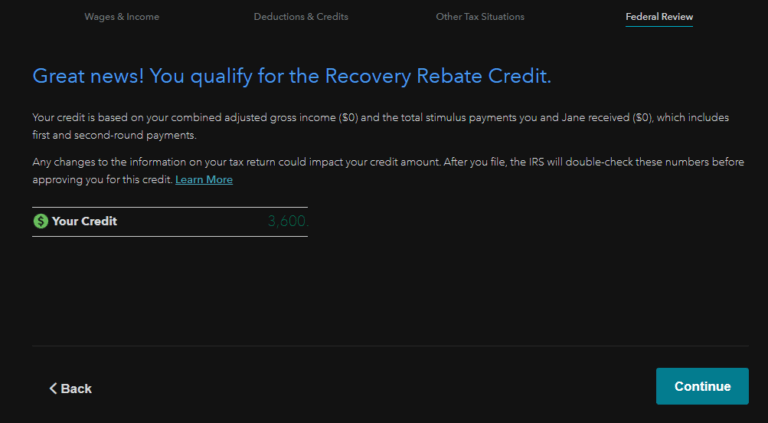 Recovery Rebate Credit On Turbotax Recovery Rebate